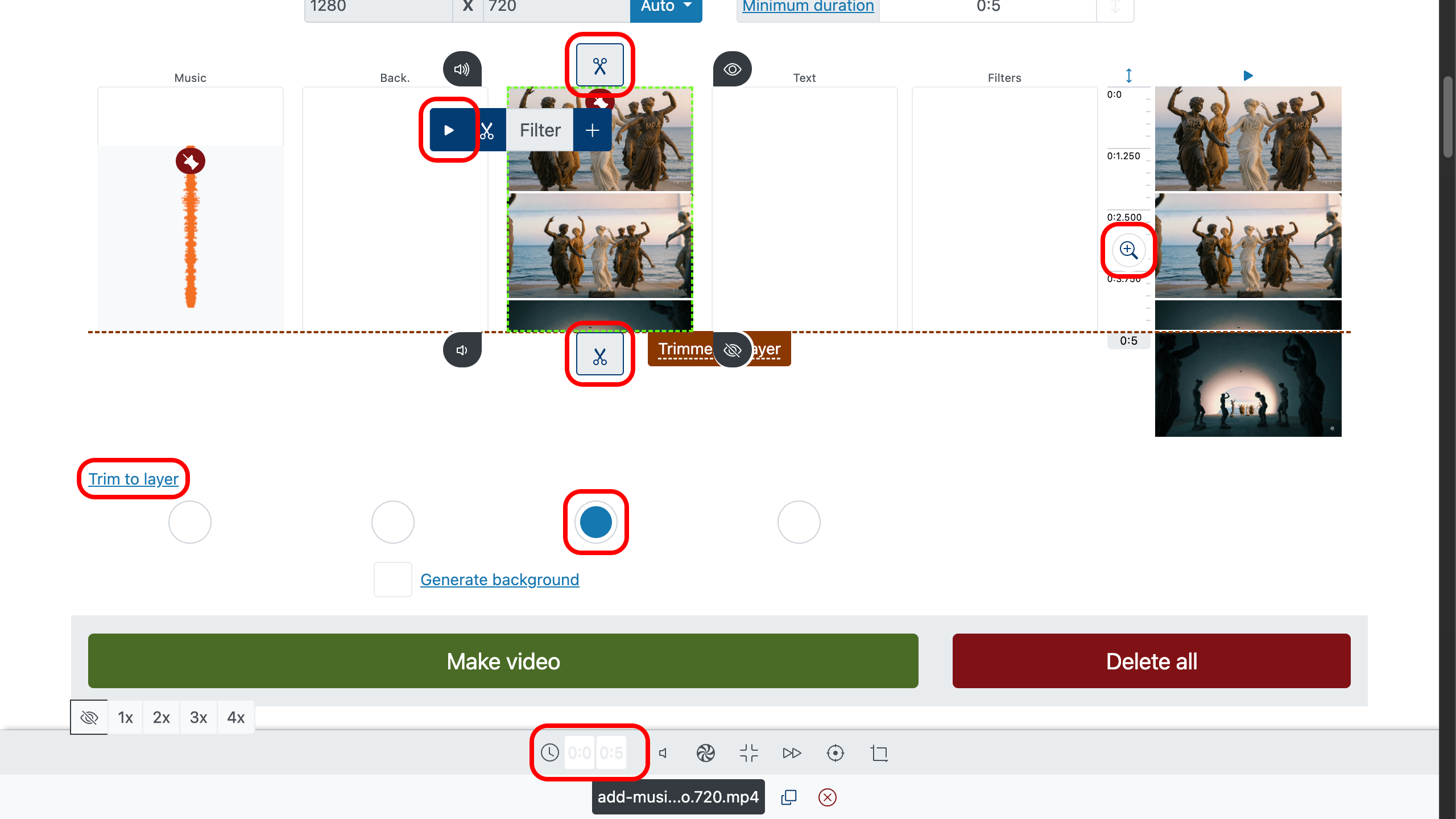 Put music on video - trim video and audio files