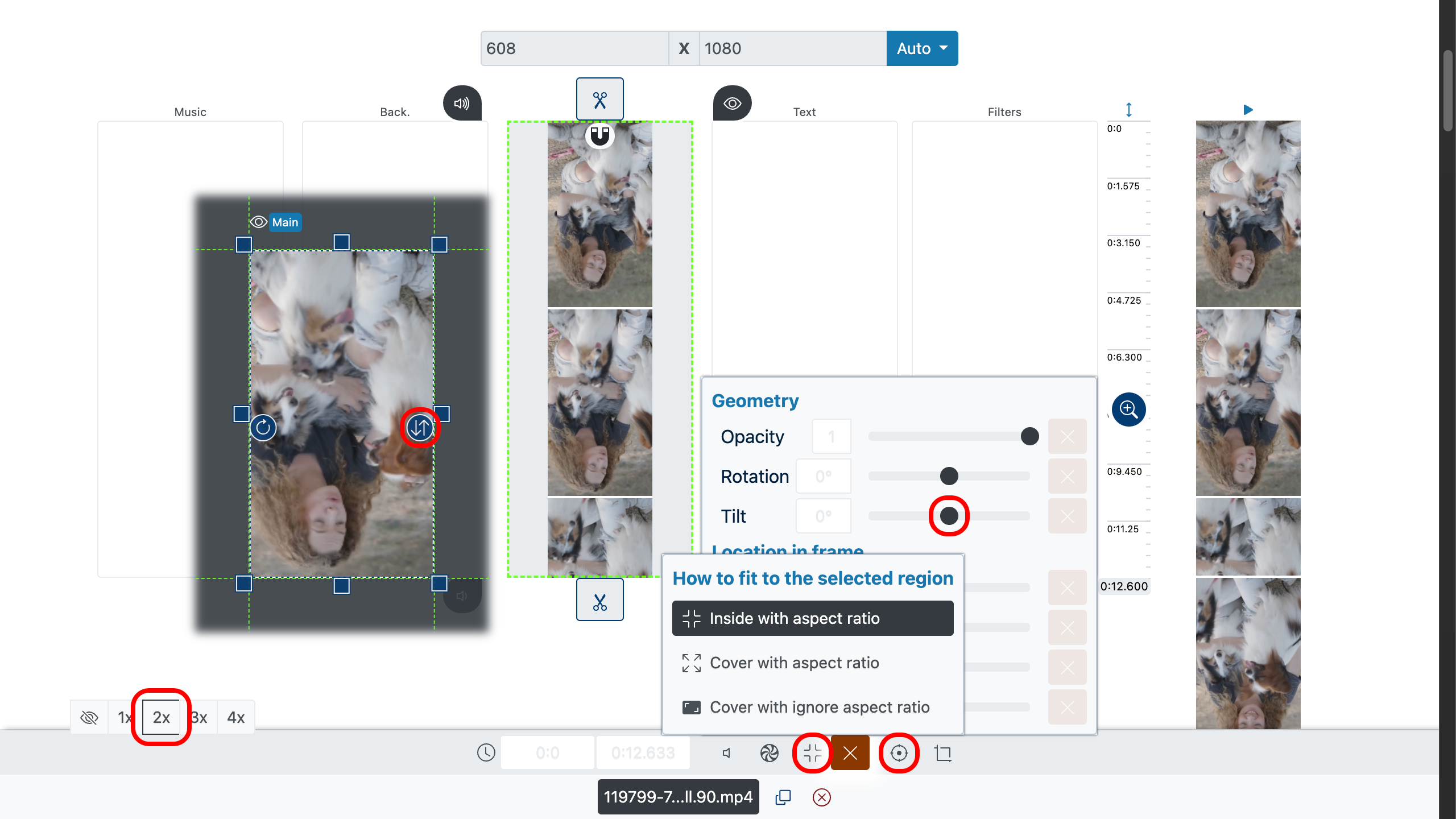 形式を保ったまま回転(傾き)